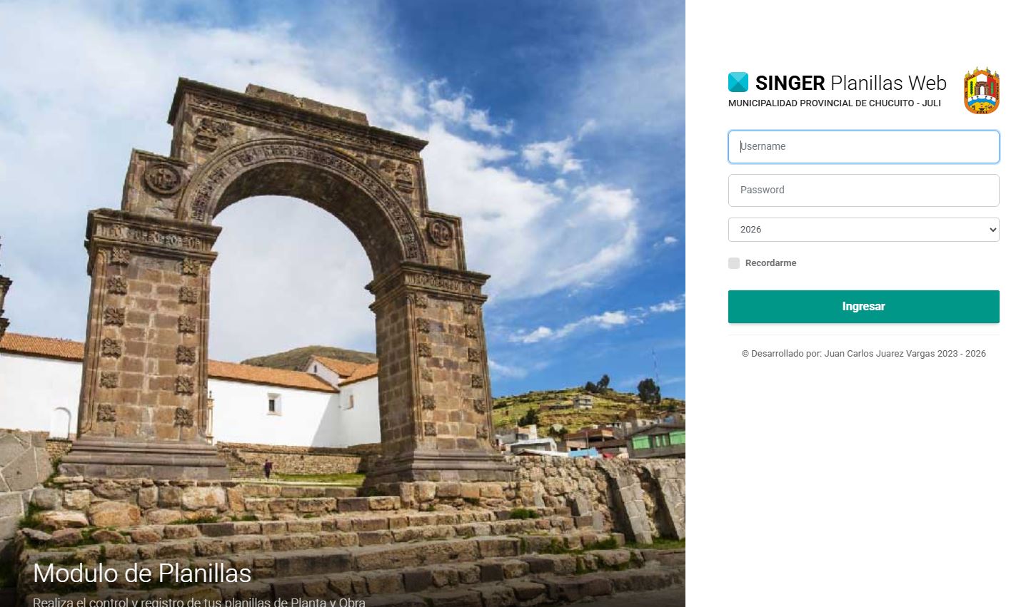 Inicio de sesión - SINGER PLL